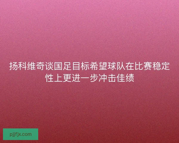 扬科维奇谈国足目标希望球队在比赛稳定性上更进一步冲击佳绩
